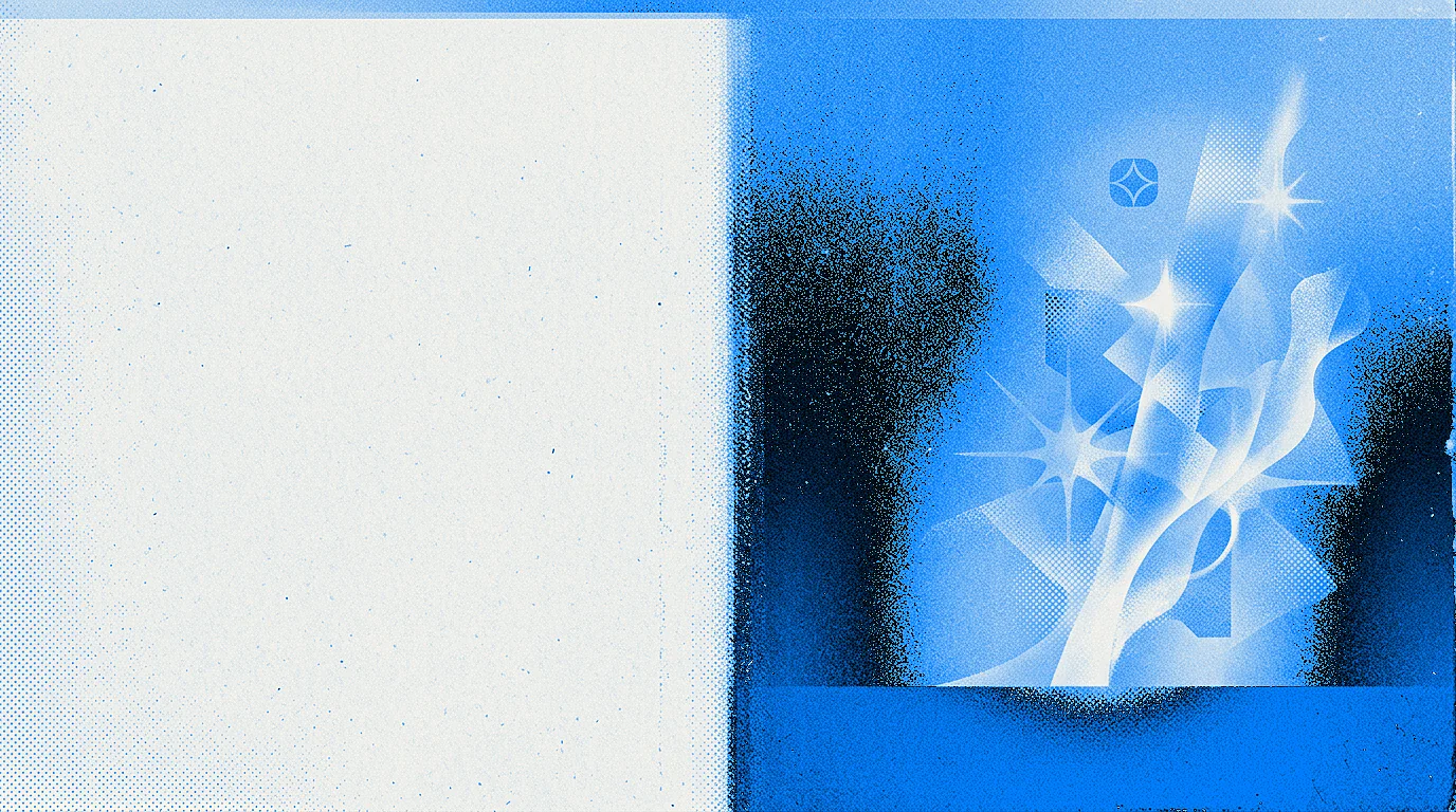 Duotone Azure and off-white textured editorial field